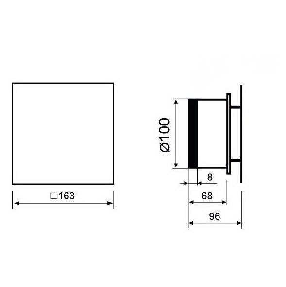 Вентилятор накладной энергосберегающий бесшумный MMotors JSC MMP-06 100 UE 5.5Вт ТН (Таймер, датчик влажности) Стекло/Квадрат Темно Серый