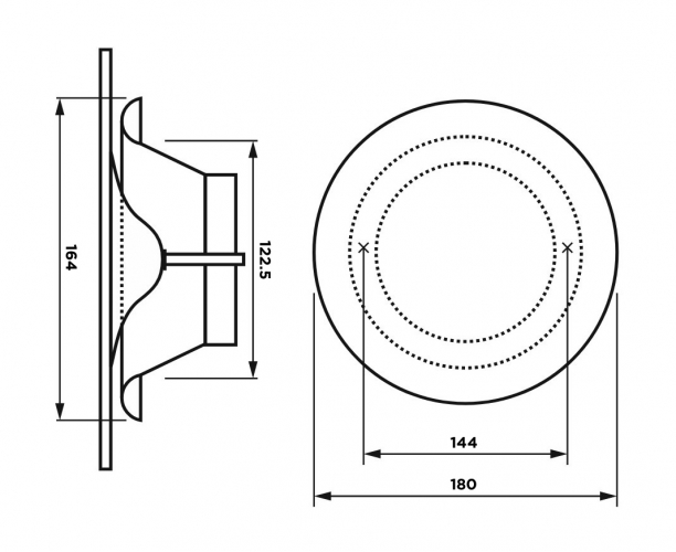 Анемостат со стеклянной внешней частью FOZA D 125 мм. Матовое стекло. Зеркальный